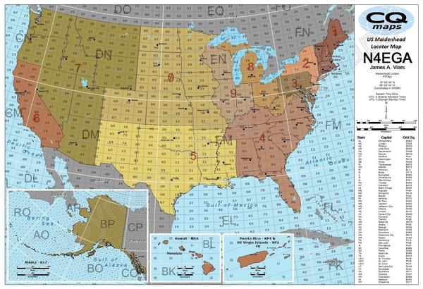 US Maidenhead Gridsquare Locator Map (24x36)